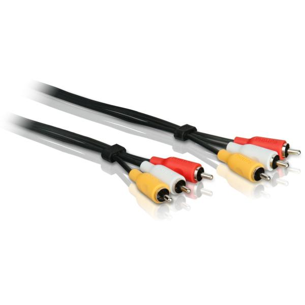 A/V кабель Philips SWV2966W   3,0метра   композит + стерео  3RCA - 3RCA
